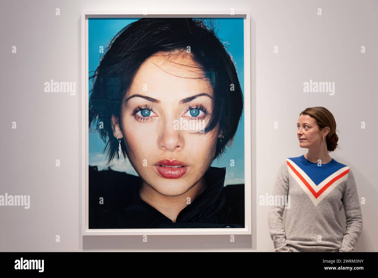 Cromwell Place London, UK. 13th Mar, 2024. An exhibition of photographs by British photographer Rankin: Sound Off, Musicians 1990-2023 by Tin Man Art. Image : Natalie Imbruglia: Left of The Middle, 1997. Credit: Malcolm Park/Alamy Live News Stock Photo
