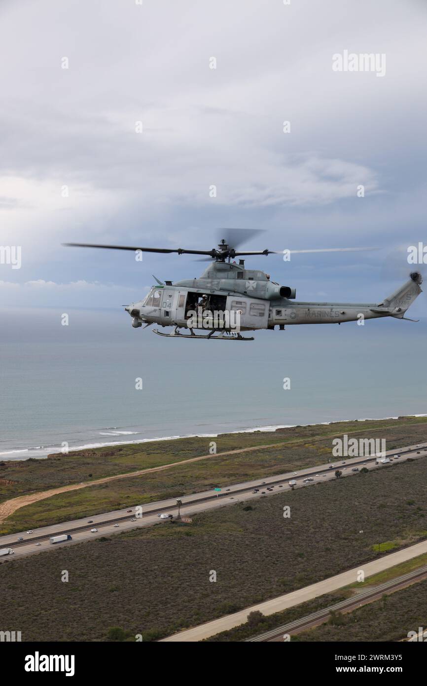 U.S. Marine Corps Lt. Gen. Michael S. Cederholm, commanding general of I Marine Expeditionary Force, receives a familiarization tour of Camp Pendleton Stock Photo