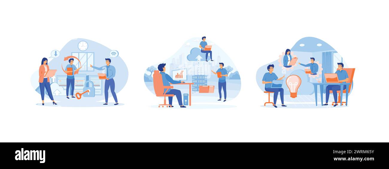Web cloud technology. Business technology storage. Cloud computing. Cloud Computing 1 set flat vector modern illustration Stock Vector