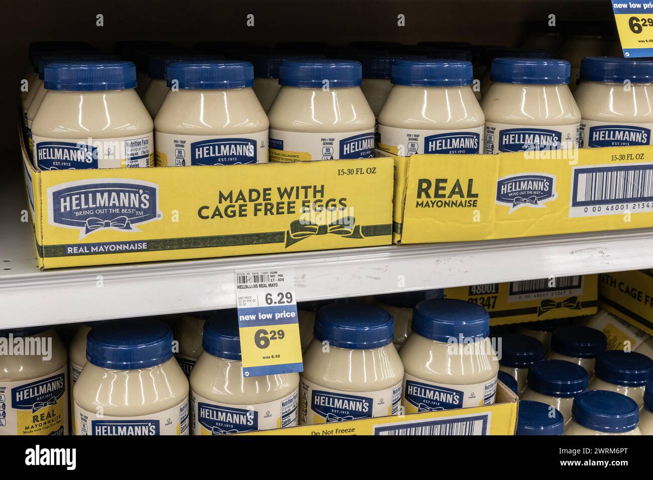 Lafayette March 12, 2024 Hellman's Mayonnaise display at a grocery