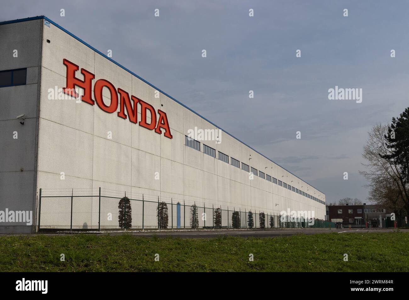 AALST, BELGIUM, 10 MARCH 2024: View of the Honda Motor Europe Logistics building in Aalst. The center handles the distribution of cars, motorbikes, po Stock Photo