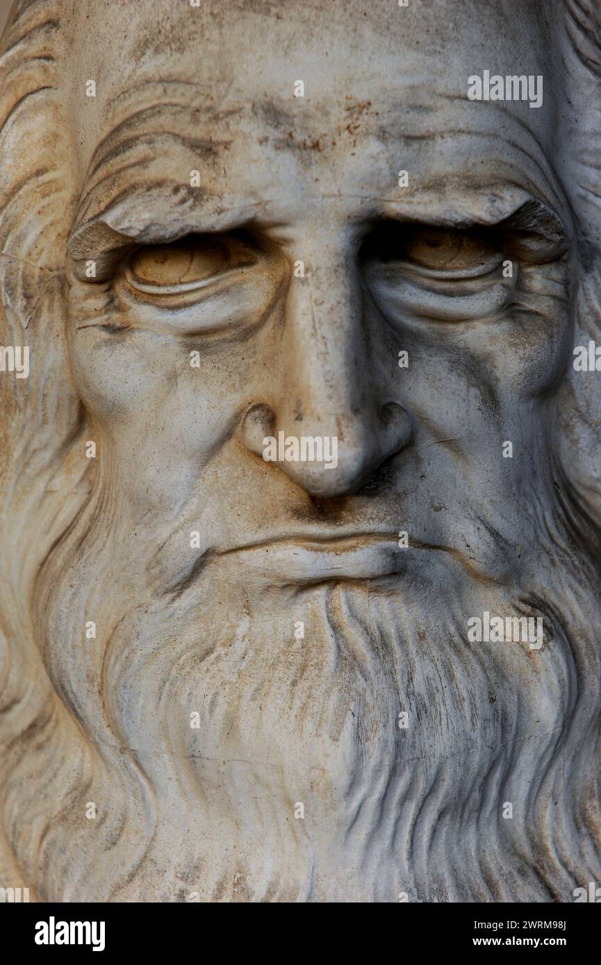 Sculpture statue bust detail Leonardo da Vinci renaissance artist ...