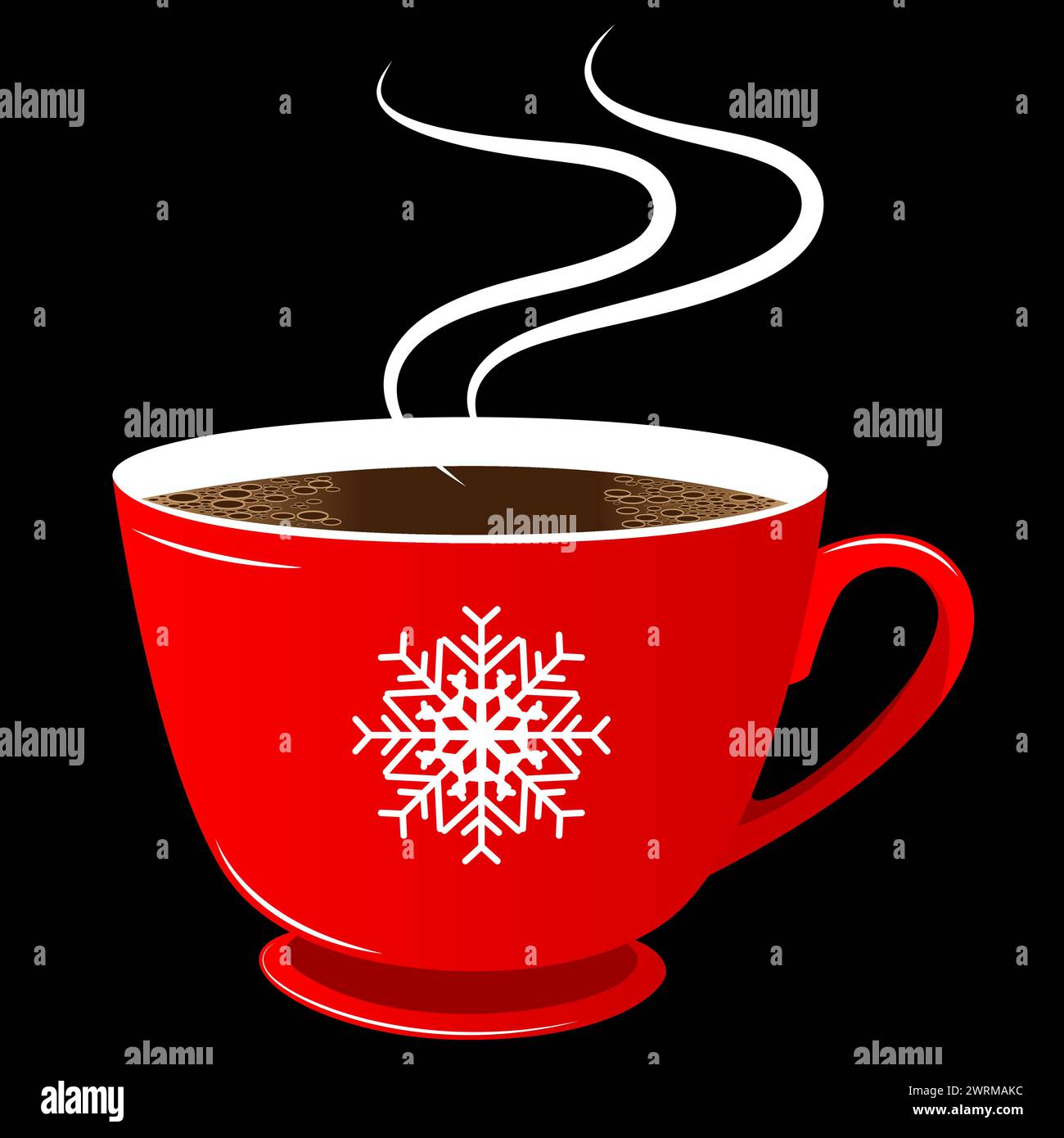 Hot coffee or tea red cup with snowflake isolated vector image Stock Vector