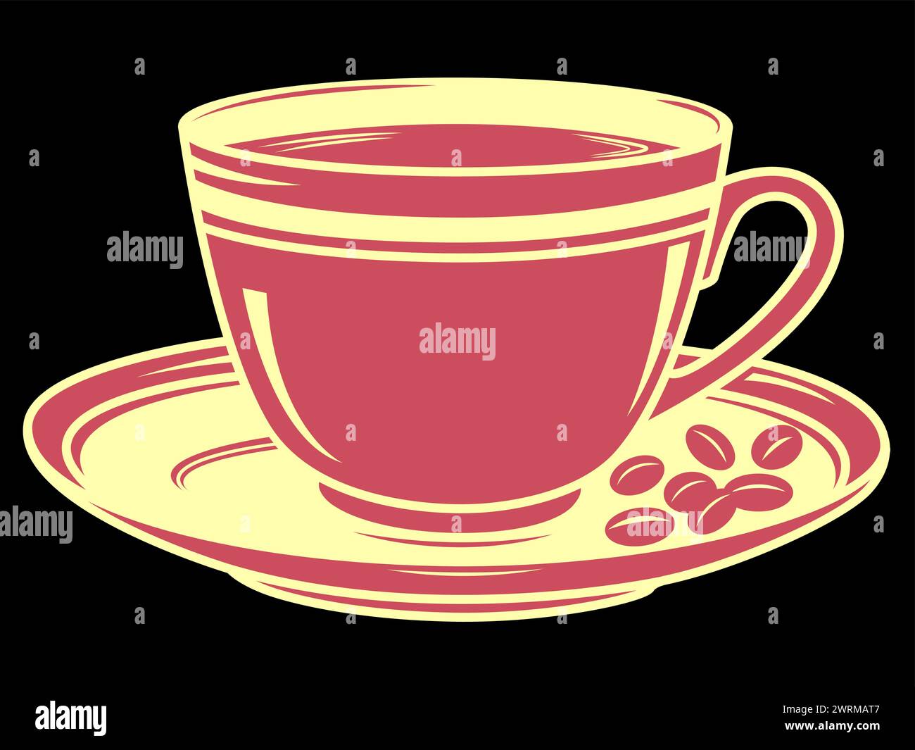 Coffee cup on a saucer with beans isolated vector image Stock Vector