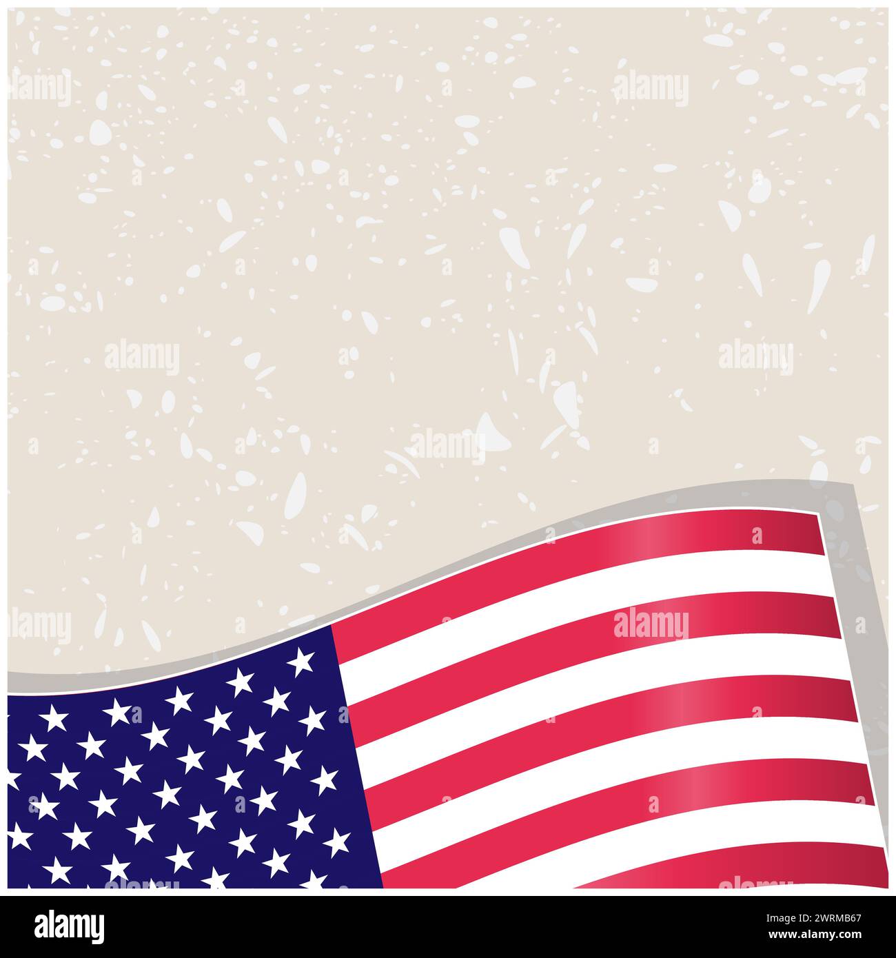 American flag wave corner frame on grunge texture with an empty space for text. Stock Vector