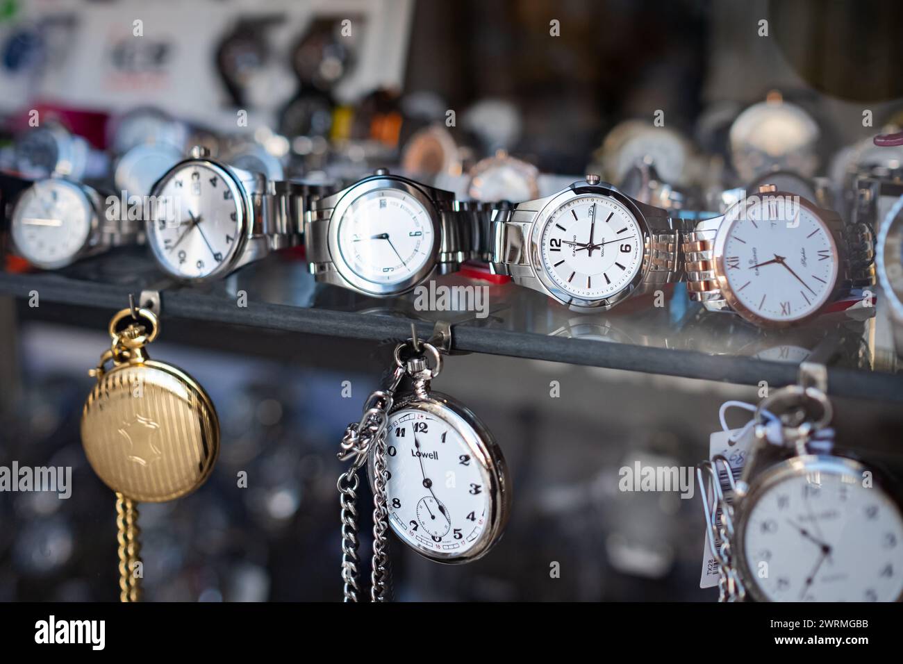 Men watches in the window store inside the luxury shopping mall. Shop window of different watches in store in Corfu Greece. Luxury watches in a store Stock Photo Alamy