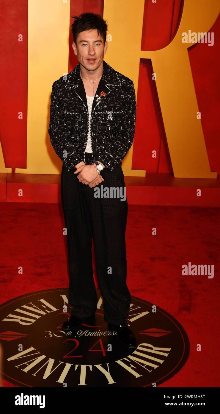 Beverly Hills, California, USA. 10th Mar, 2024. Barry Keoghan attends the 2024 Vanity Fair Oscar Party hosted by Radhika Jones at Wallis Annenberg Center for the Performing Arts on March 10, 2024 in Beverly Hills, California. Credit: Jeffrey Mayer/Media Punch/Alamy Live News Stock Photo