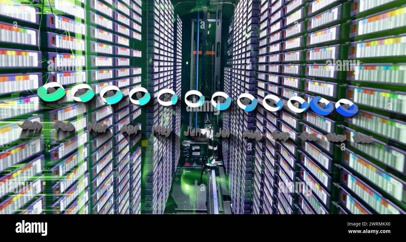 Statistical data processing against computer server room Stock Photo ...