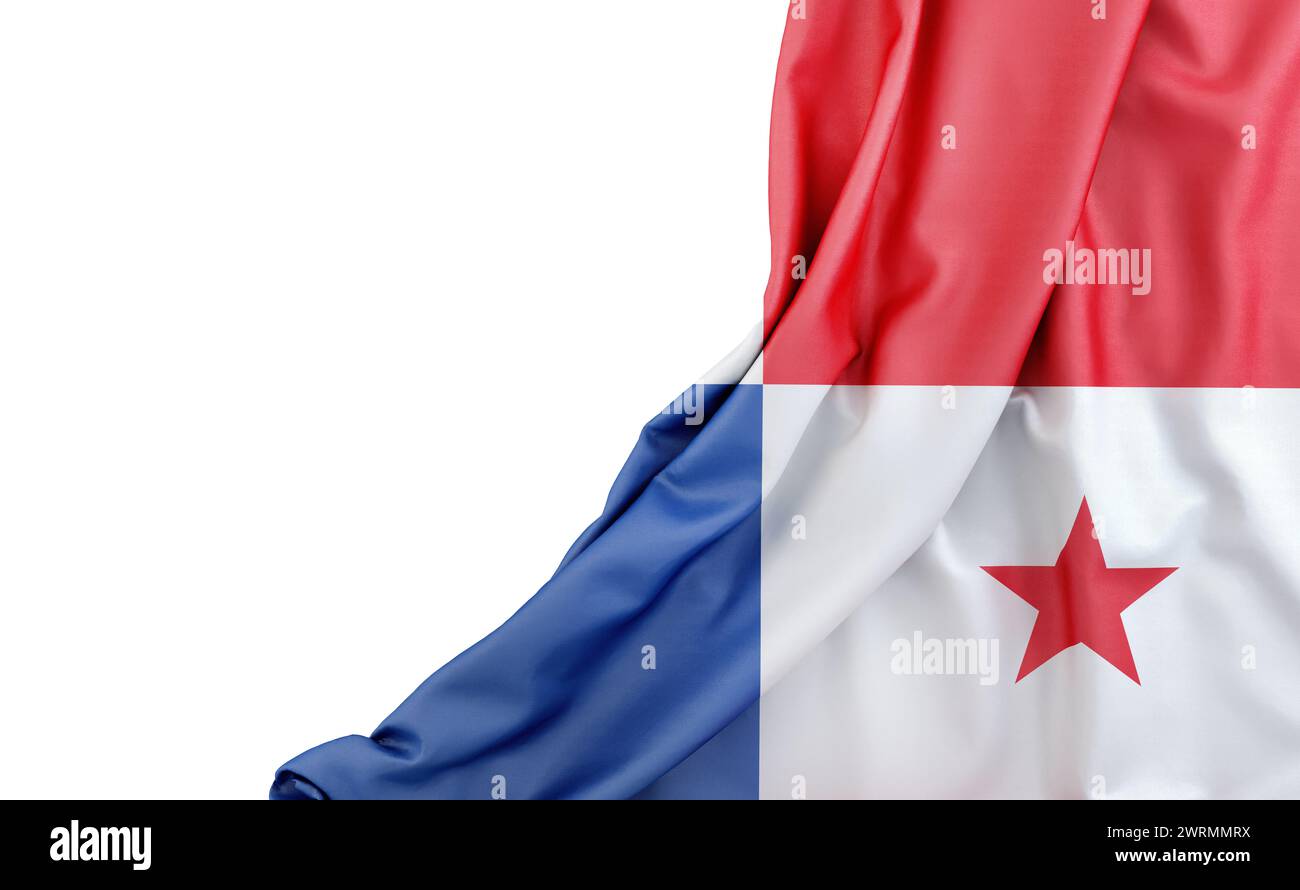 Flag of Panama with empty space on the left. Isolated. 3D Rendering Stock Photo