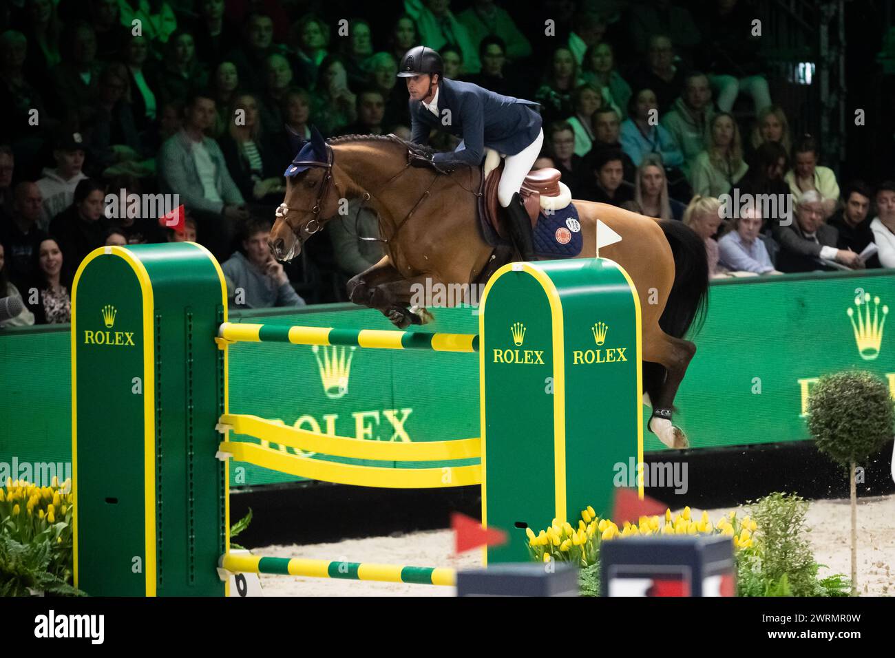 DenBosch, Netherlands - March 9, 2024. Ben Maher from Great Britain ...