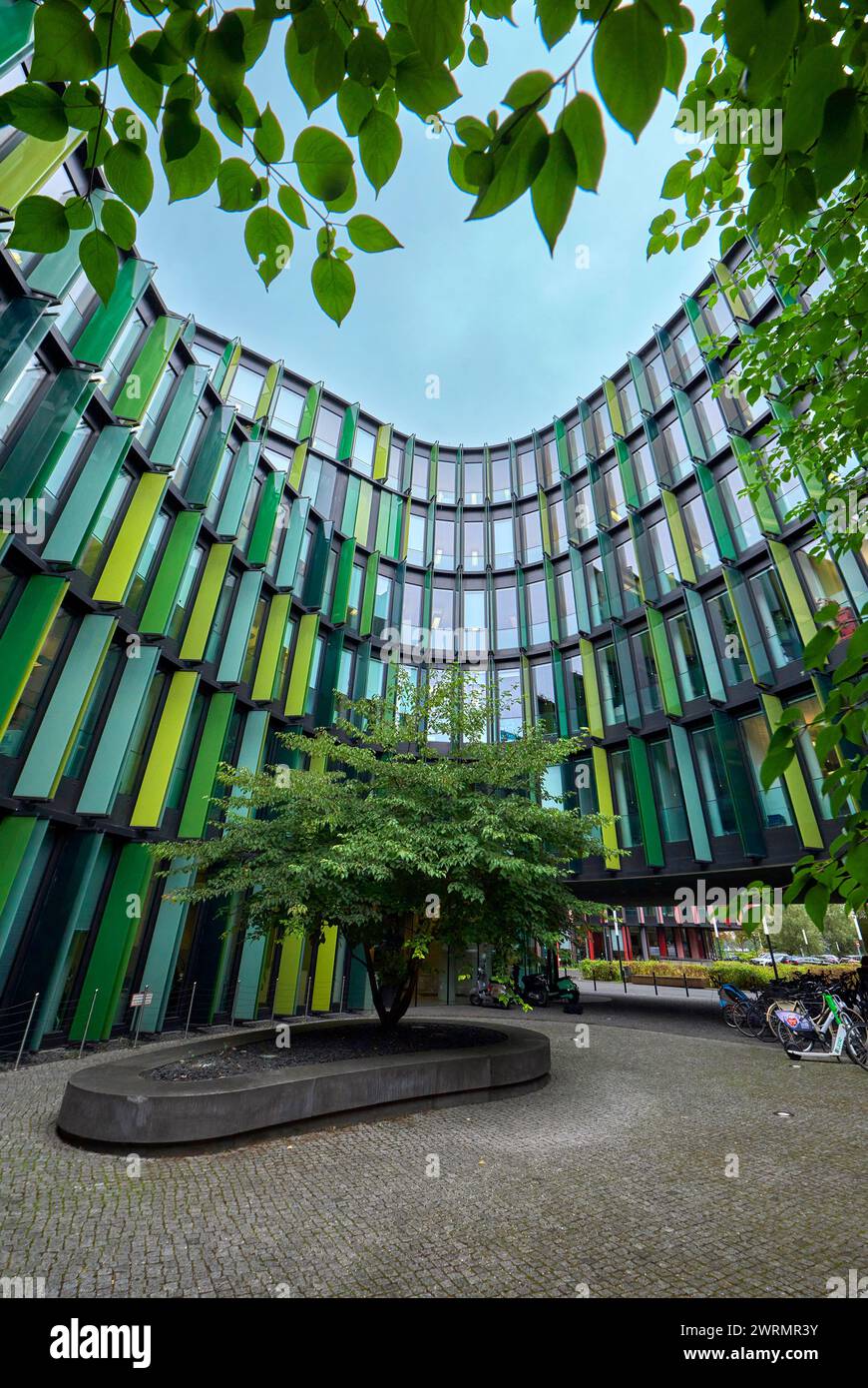 Modern colorful oval office buildings in Cologne, Germany Stock Photo