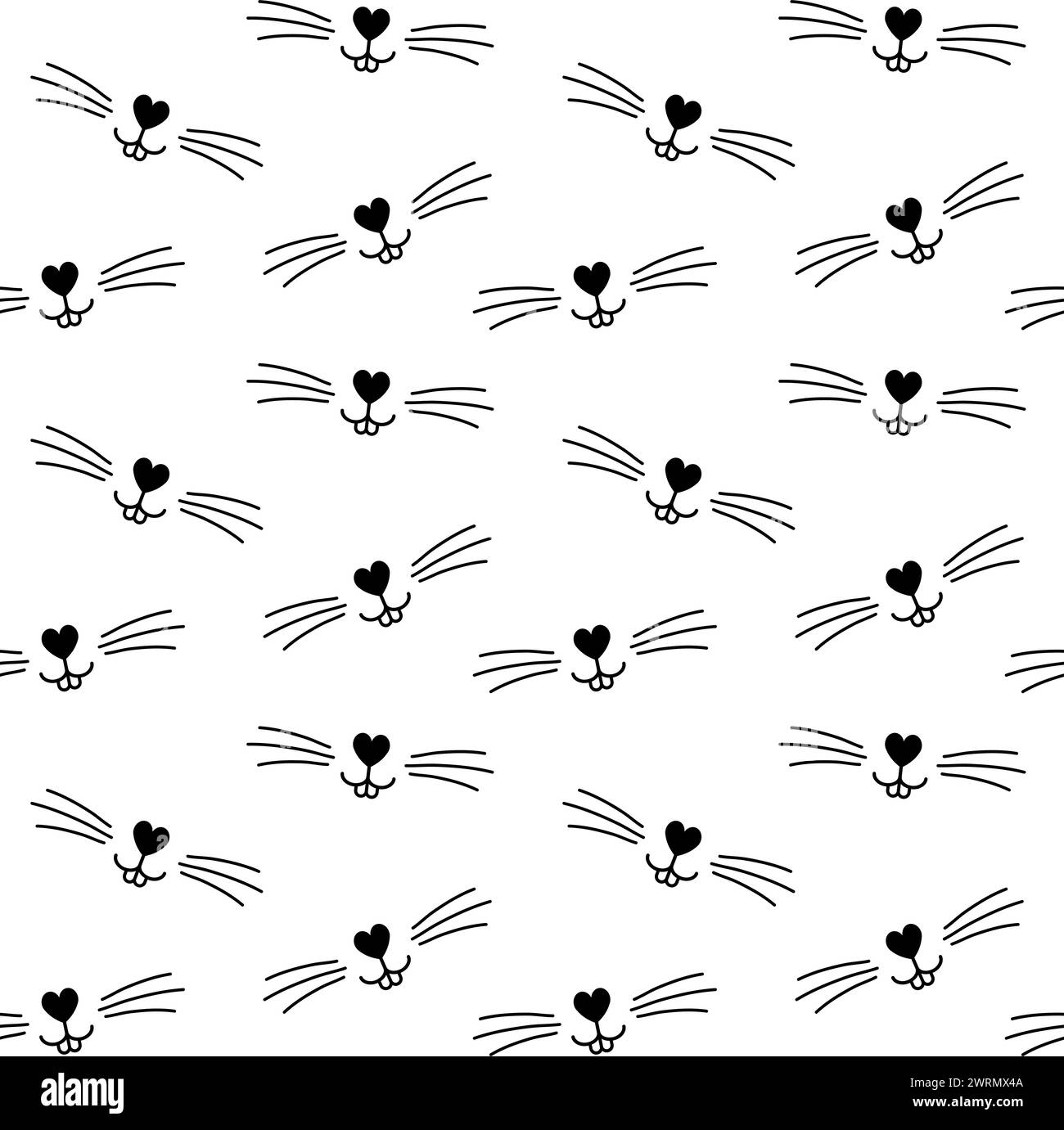Vector seamless pattern of flat Easter bunny face isolated on white ...