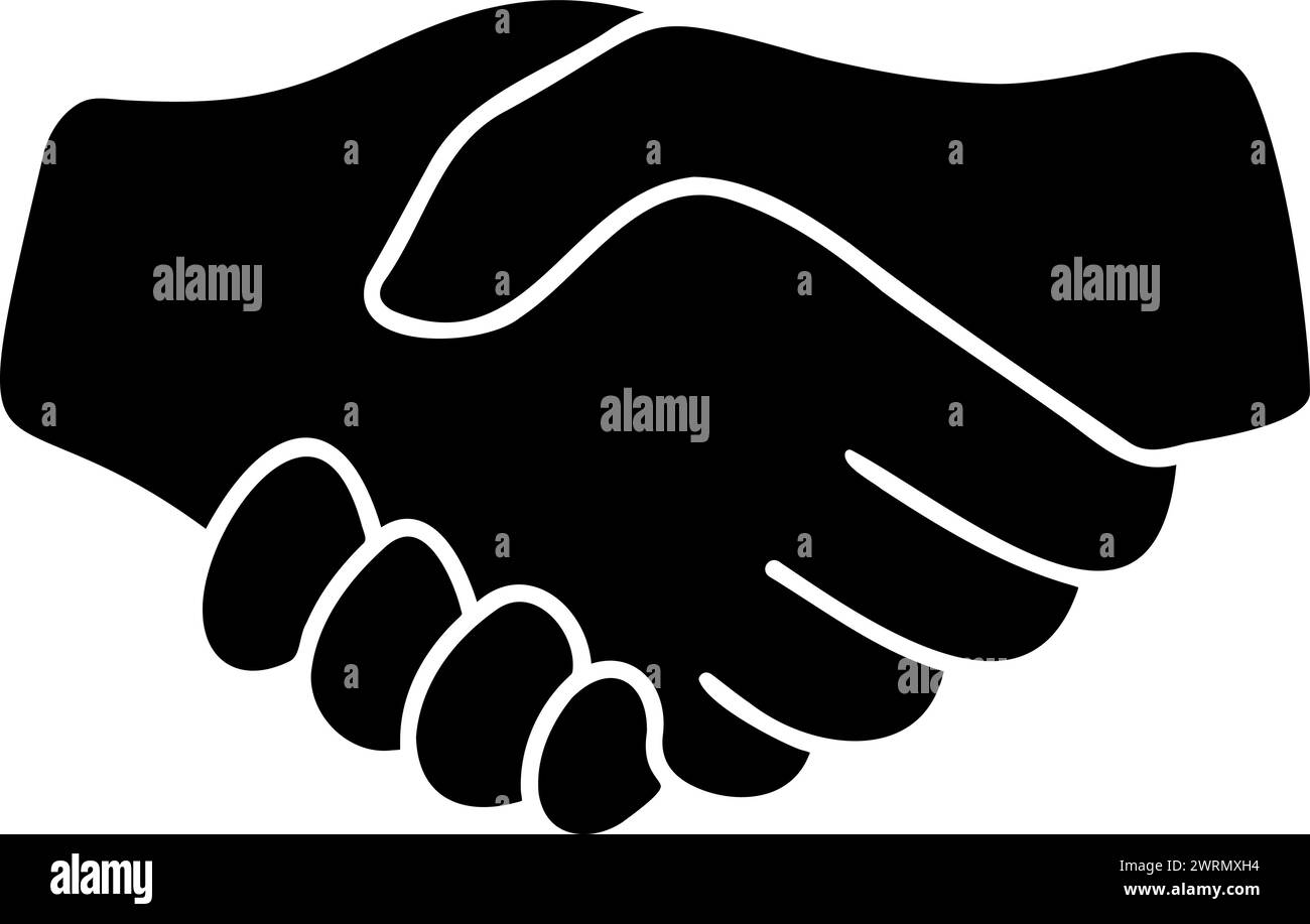 Flat icon of two hands in the form of a handshake as a concept of support and trust or business partnership Stock Vector