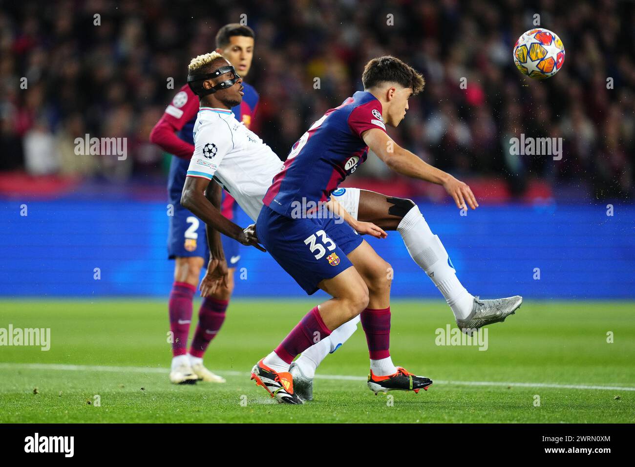 Barcelona, Spain. 12th Mar, 2024. Victor Osimhen of SSC Napoli and Pau ...