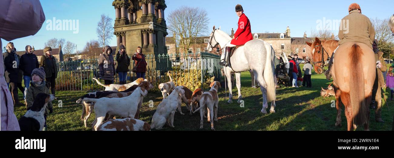 Jedforest Hunt meeting on Boxing Day at The Green, Denholm, Scottish Borders Stock Photo