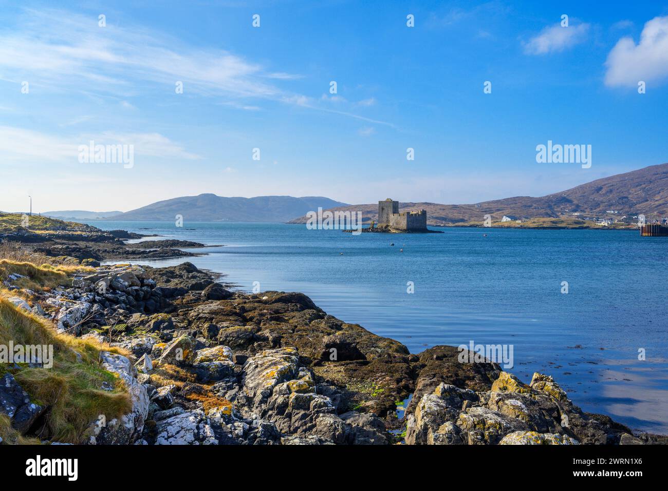 View of Kisimul Castle, Castlebay, Isle of Barra, Outer Hebrides, Scotland, UK Stock Photo