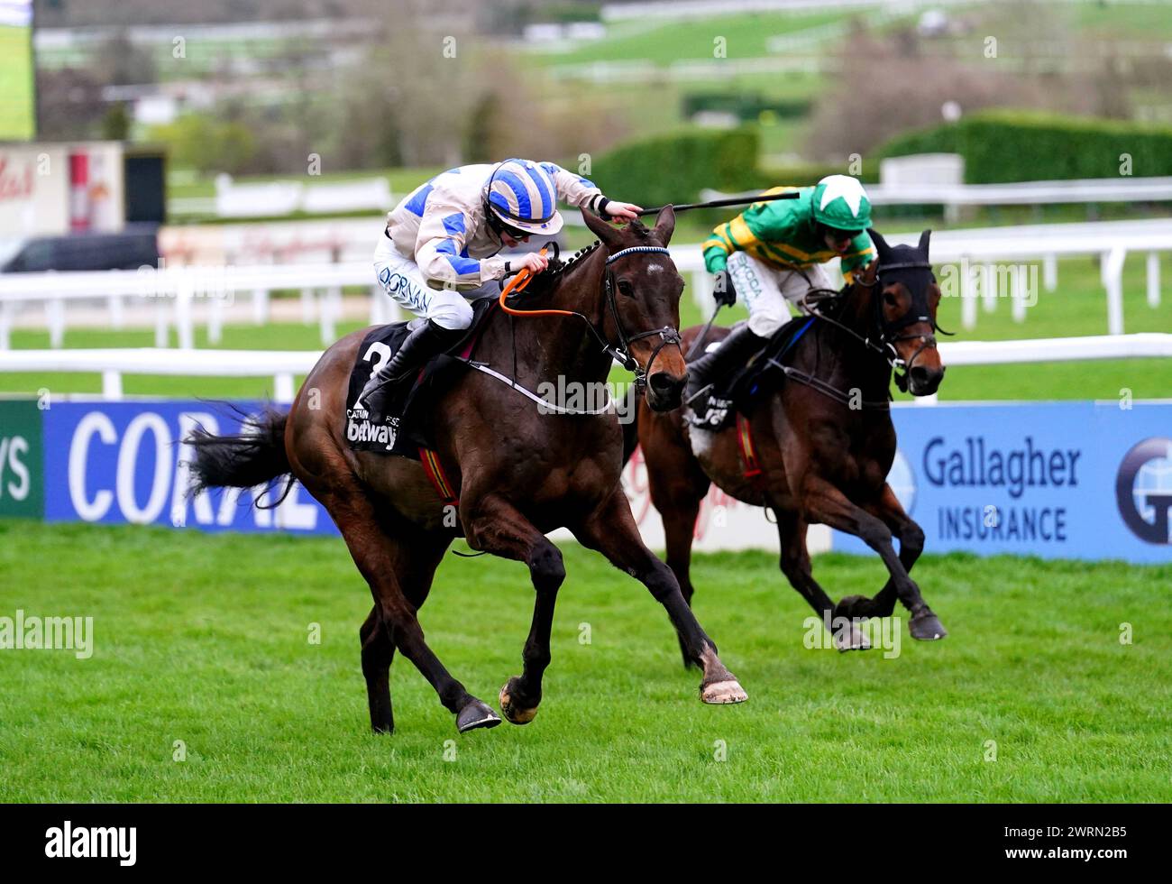 Captain Guinness ridden by jockey Rachael Blackmore (left) on their way ...