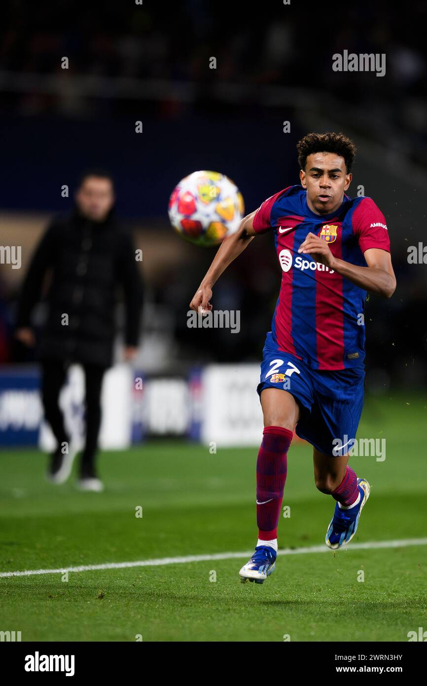 Barcelona, Spain. 12 March 2024. Lamine Yamal of FC Barcelona in action