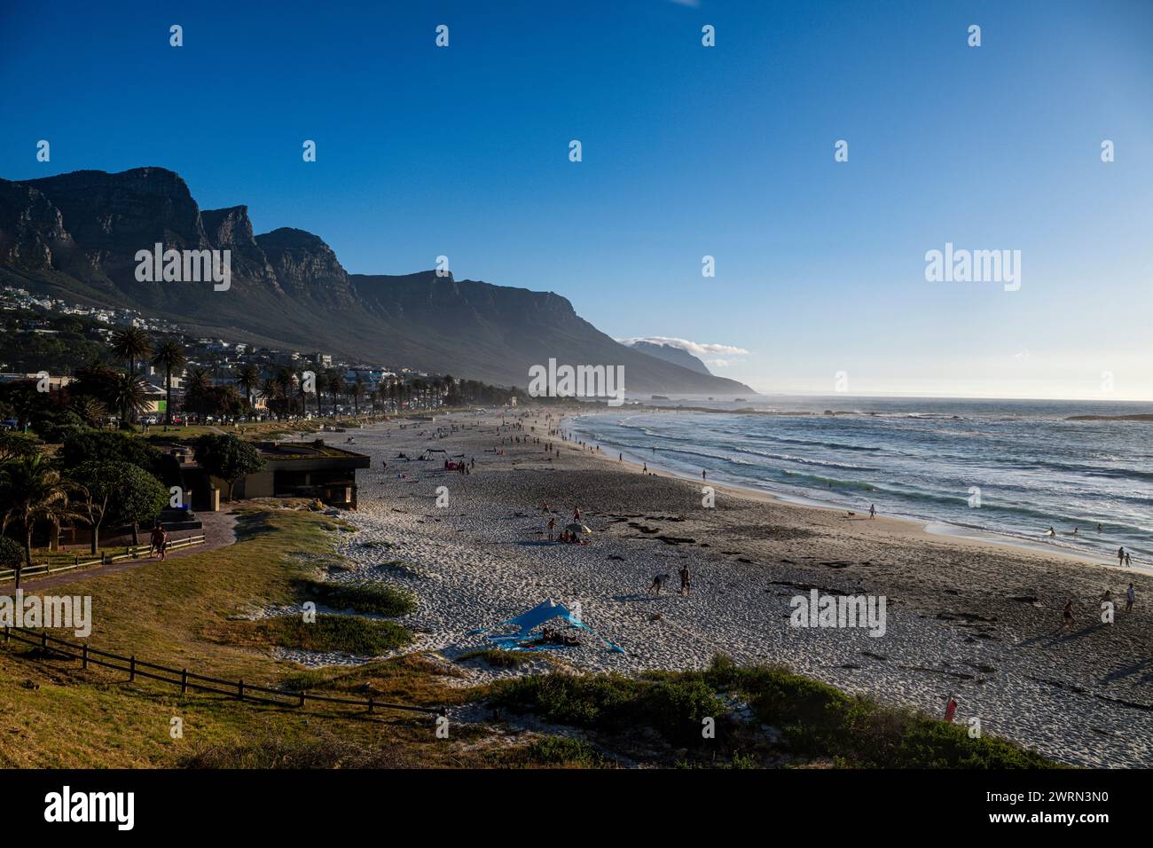 Fine sand beach under the Twelve Apostles, Camps Bay, Cape Town, South ...