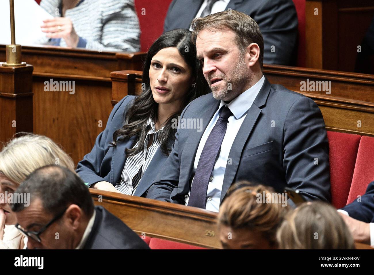 Paris, France. 07th Nov, 2022. Deputies, Eleonore Caroit and Marc
