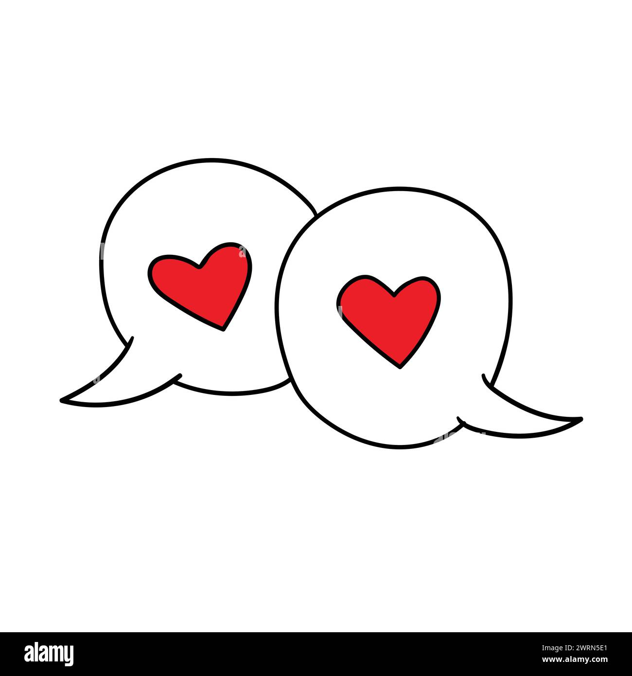 chat bubble with two hearts. romantic and love message symbol. hand ...