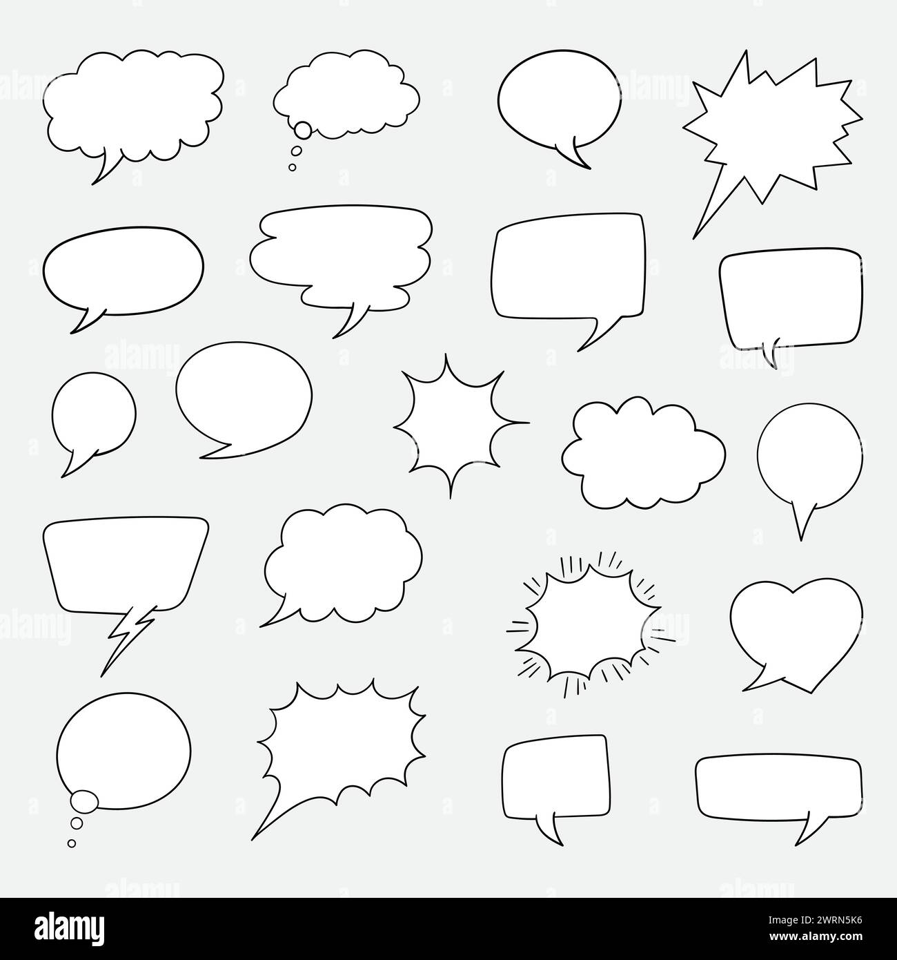 Set of empty hand drawn speech bubbles. Vector elements for design ...