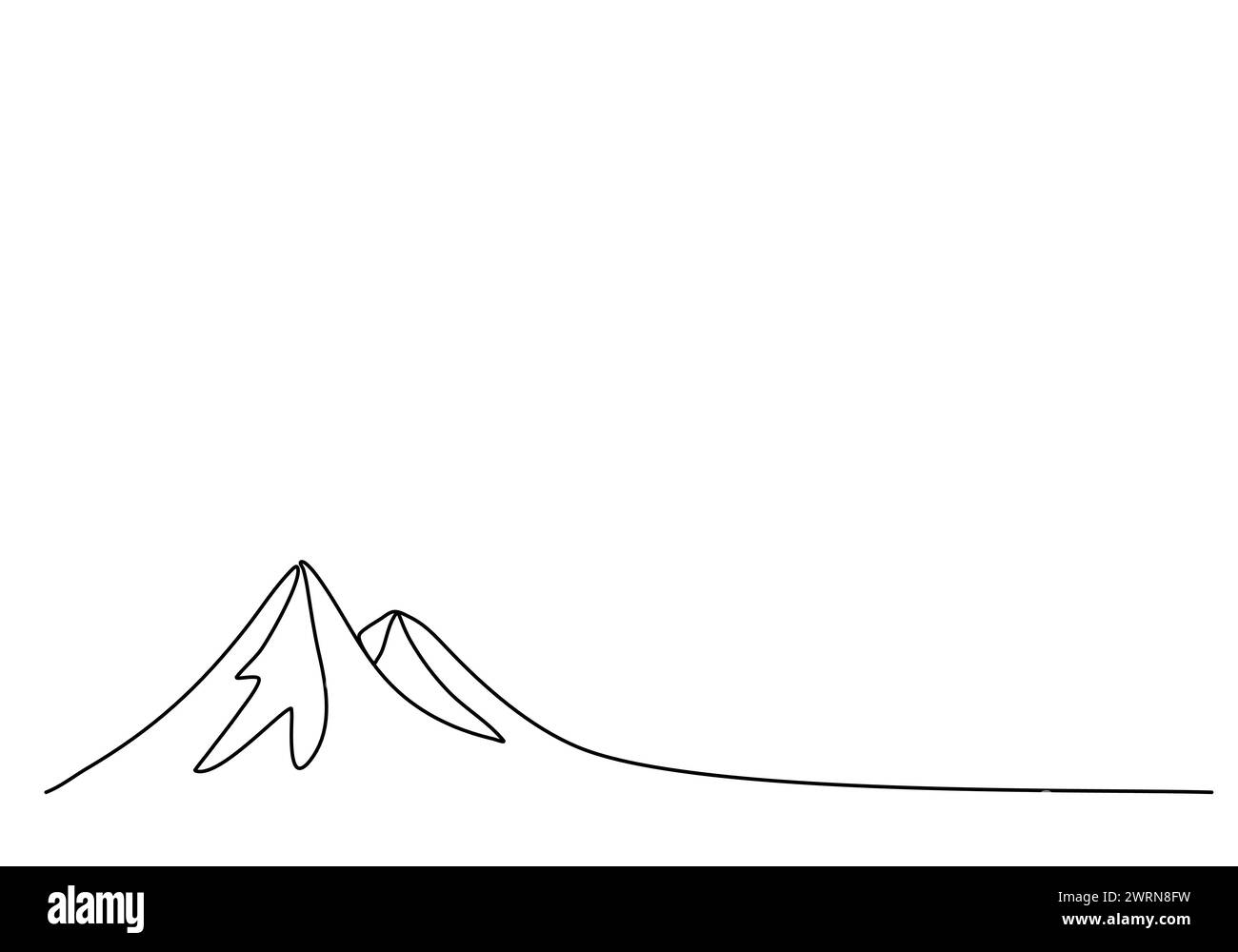 Mountains, one line drawing animation, video clip with alpha channel. Stock Vector