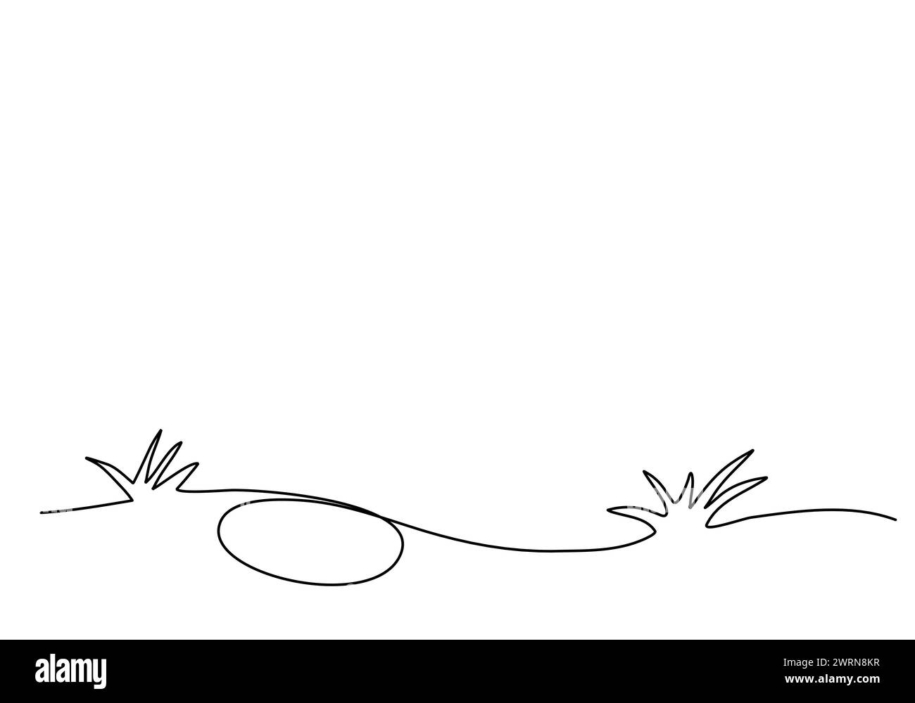 Grass doodle, one line drawing animation with alpha channel. Stock Vector