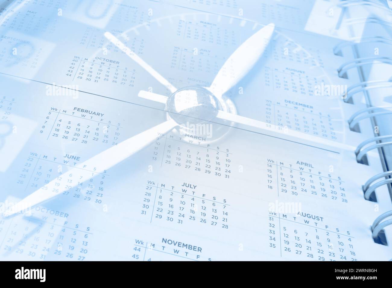 Clock face and calendar page Stock Photo