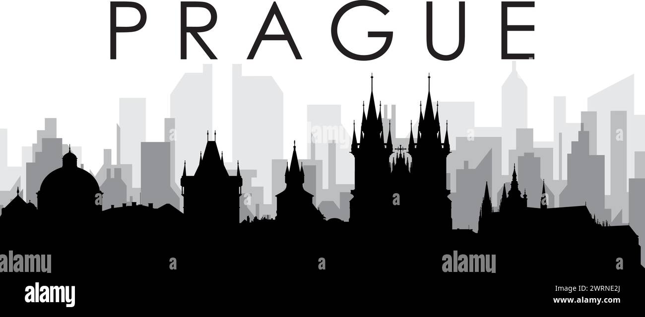 Cityscape skyline panorama of PRAGUE, CZECH REPUBLIC Stock Vector