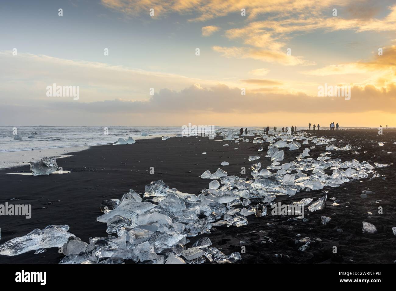 Amazing Sunset Over The Diamond Beach Volcanic Black Beach With amazing-sunset-over-the-diamond-beach-volcanic-black-beach-with