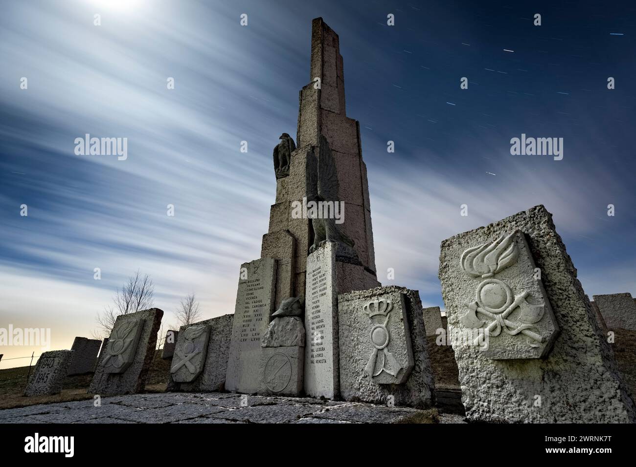 Monument to the fallen of the world wars at Passo delle Fittanze. Erbezzo, Lessinia, Veneto, Italy. Stock Photo