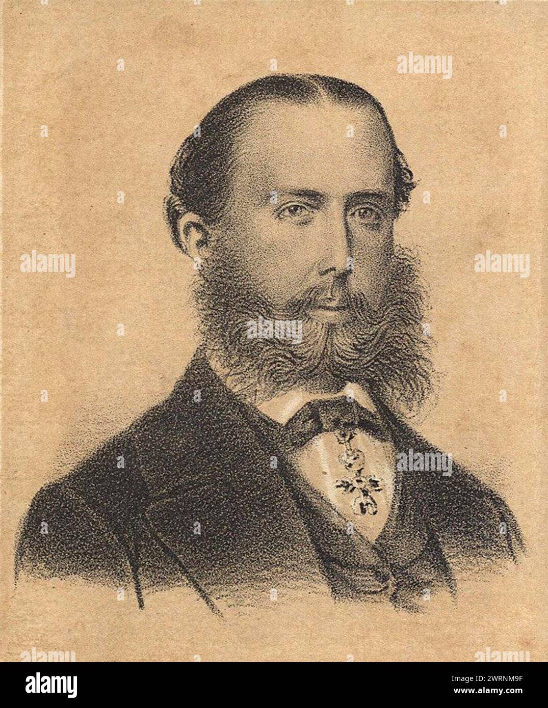 Drawing (lithograph) of Ferdinand Maximilian Joseph or Maximilian I, Emperor of Mexico  ca. 1867 Stock Photo