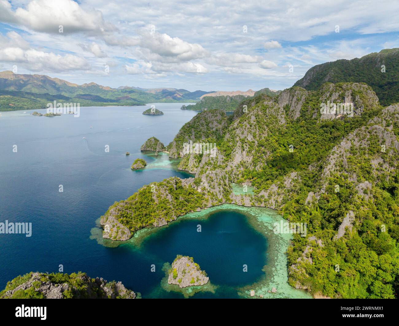 Drone view of Lagoons and Blue Sea in Coron. Palawan, Philippines Stock ...