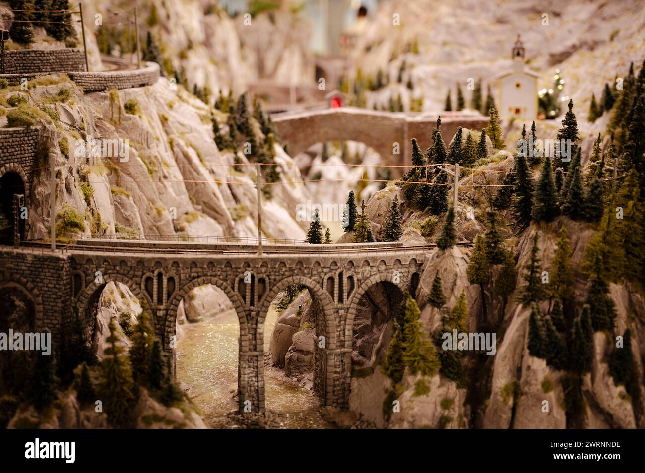 Miniatur Wunderland Hamburg in Germany, landscape in switzerland, museum with miniature model construction of the world, 12.12.2023 Stock Photo