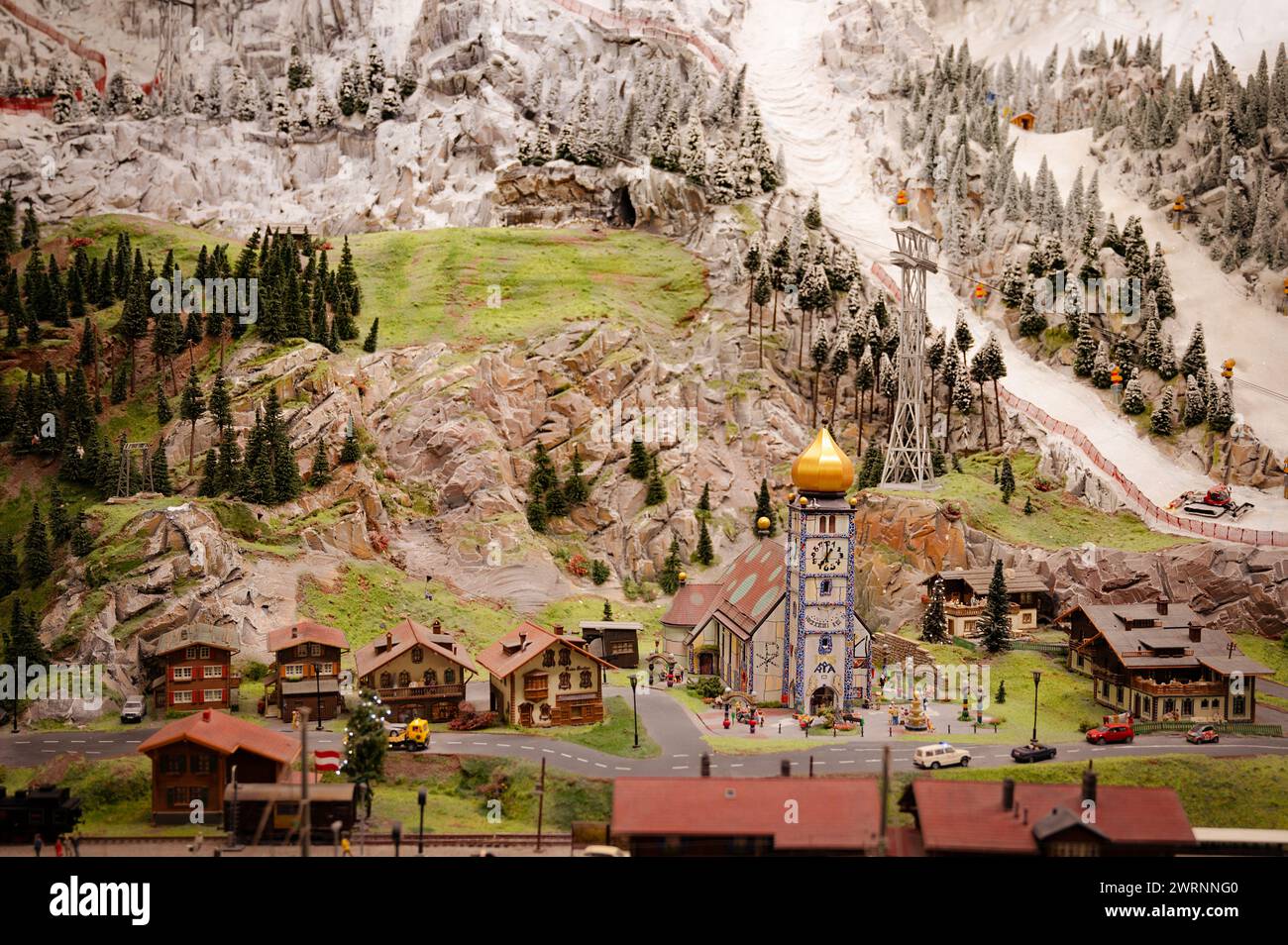 Miniatur Wunderland Hamburg in Germany, landscape in switzerland, museum with miniature model construction of the world, 12.12.2023 Stock Photo