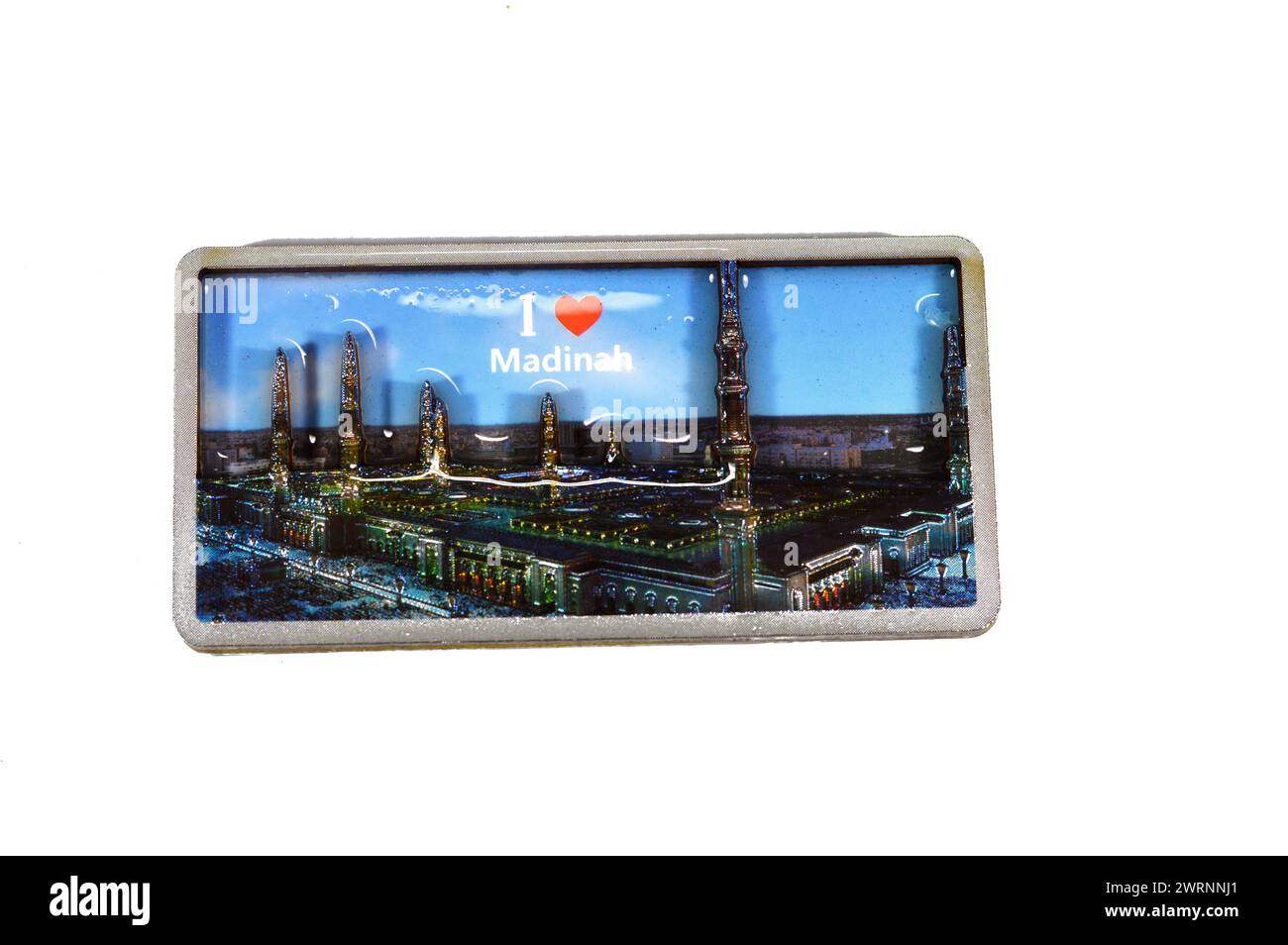 Medina fridge magnet in the shape of the Prophet's Mosque, refrigerator magnet of Madinah mosque in Saudi Arabia kingdom, it is the second mosque buil Stock Photo