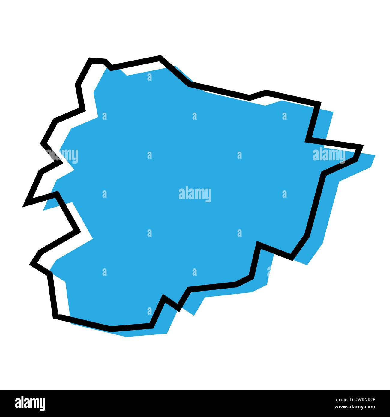 Andorra country simplified map. Blue silhouette with thick black ...