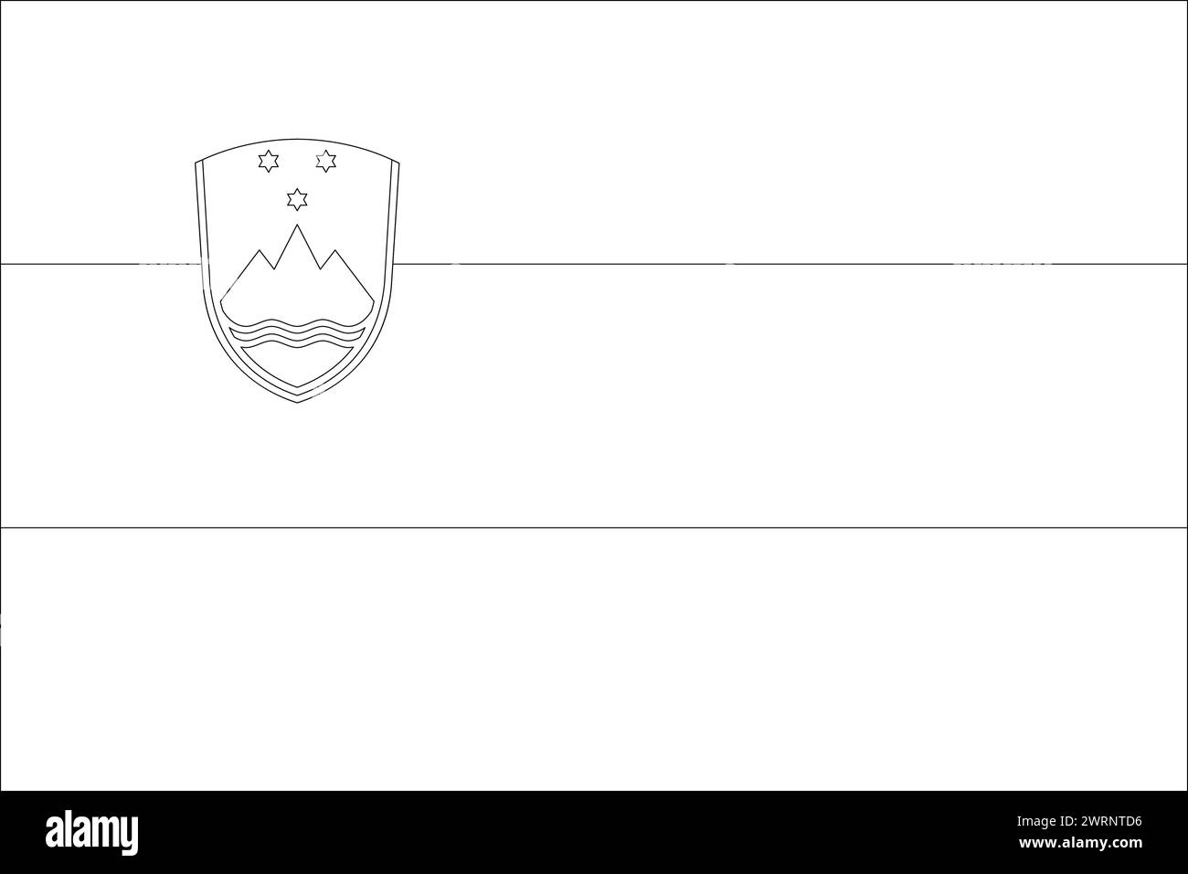 Slovenia flag - thin black vector outline wireframe isolated on white ...