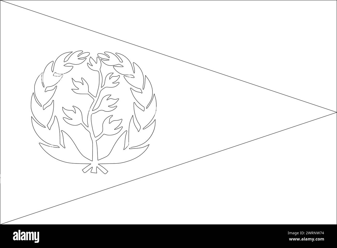 Eritrea flag - thin black vector outline wireframe isolated on white background. Ready for colouring. Stock Vector