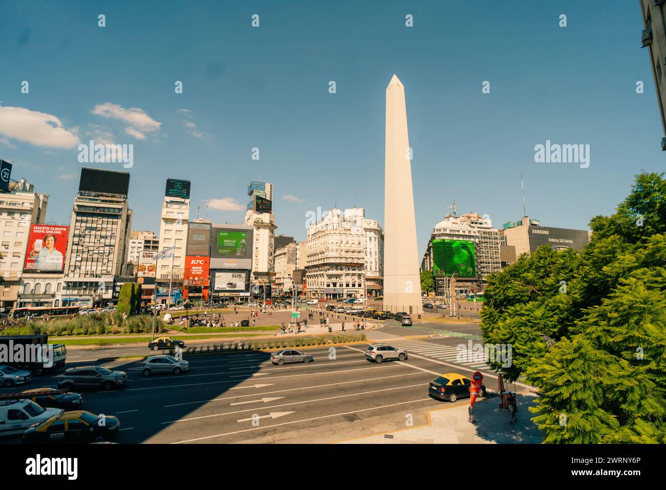 The Obelisk a major touristic destination in Buenos Aires, Argentina - mar 2th 2024. High quality photo Stock Photo