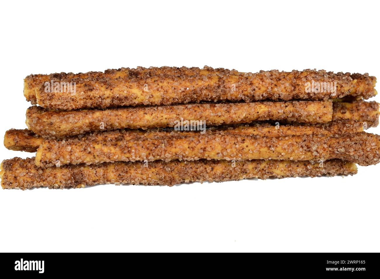 Brown sugar cinnamon breadsticks, grissini, grissino or dipping sticks, baton sale French sticks with cinnamon and topped with brown sugar, pencil-siz Stock Photo