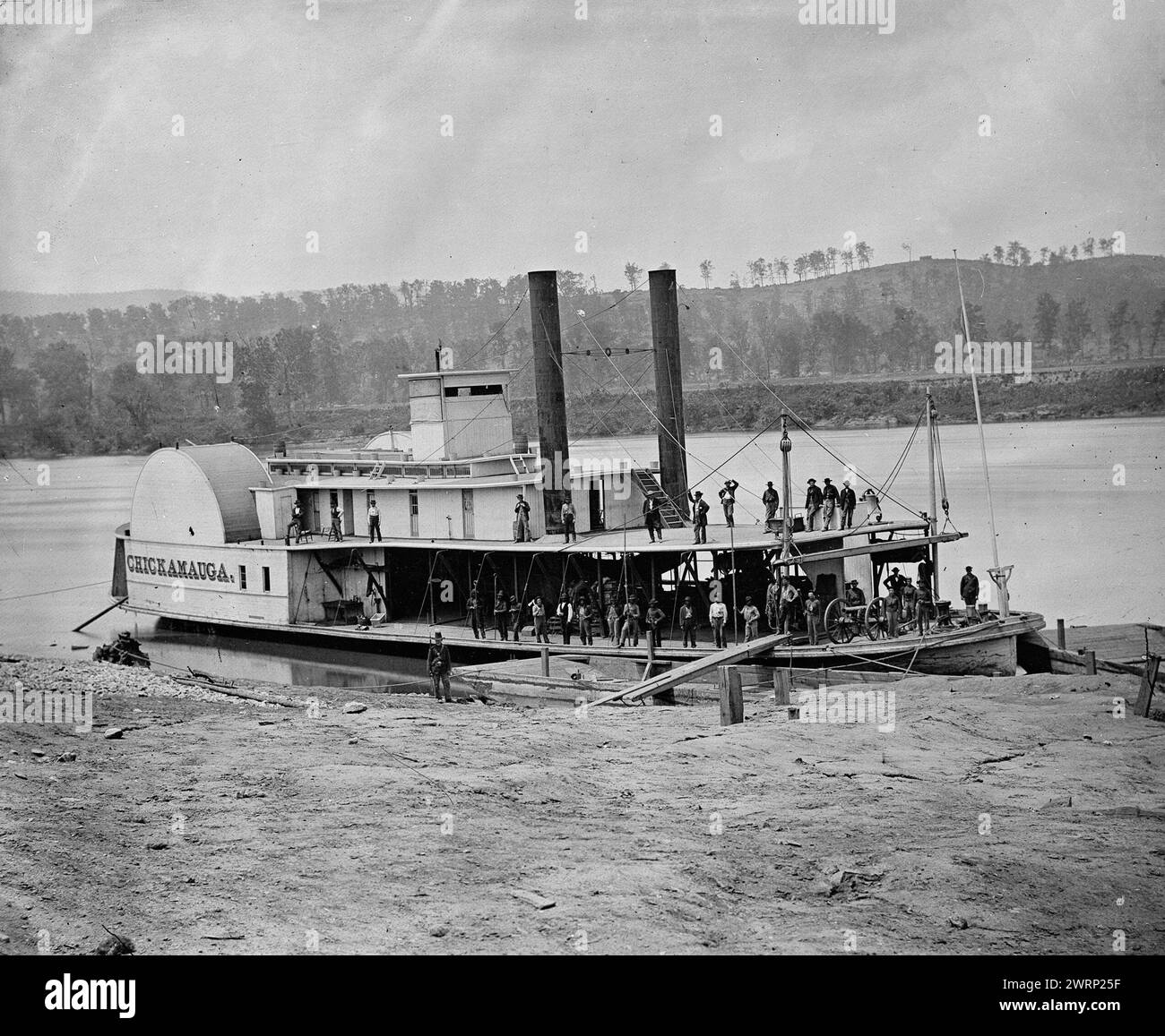 Chickamauga (transport steamer) on Tennessee River, circa 1865 Stock Photo