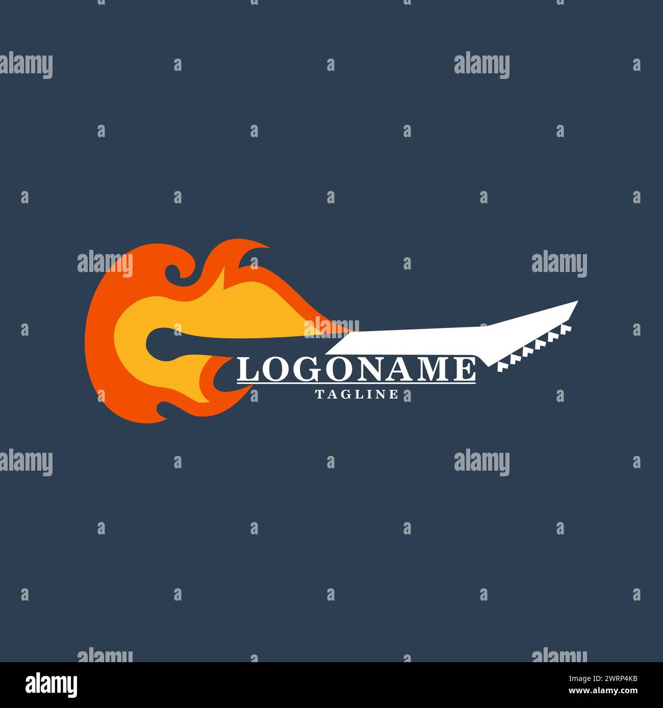 le	 guitar flame logo design vector Stock Vector