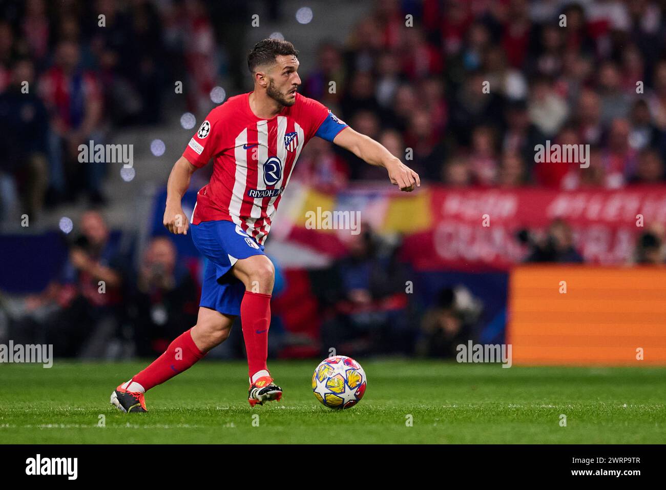 MADRID, SPAIN - MARCH 13: Jorge Resurreccion Koke Central Midfield of Atletico de Madrid in action during the UEFA Champions League 2023/24 round of 16 second leg match between Atletico de Madrid and FC Internazionale Milan at Civitas Metropolitano Stadium on March 13, 2024 in Madrid, Spain. (Photo By Francisco Macia/Photo Players Images) Stock Photo