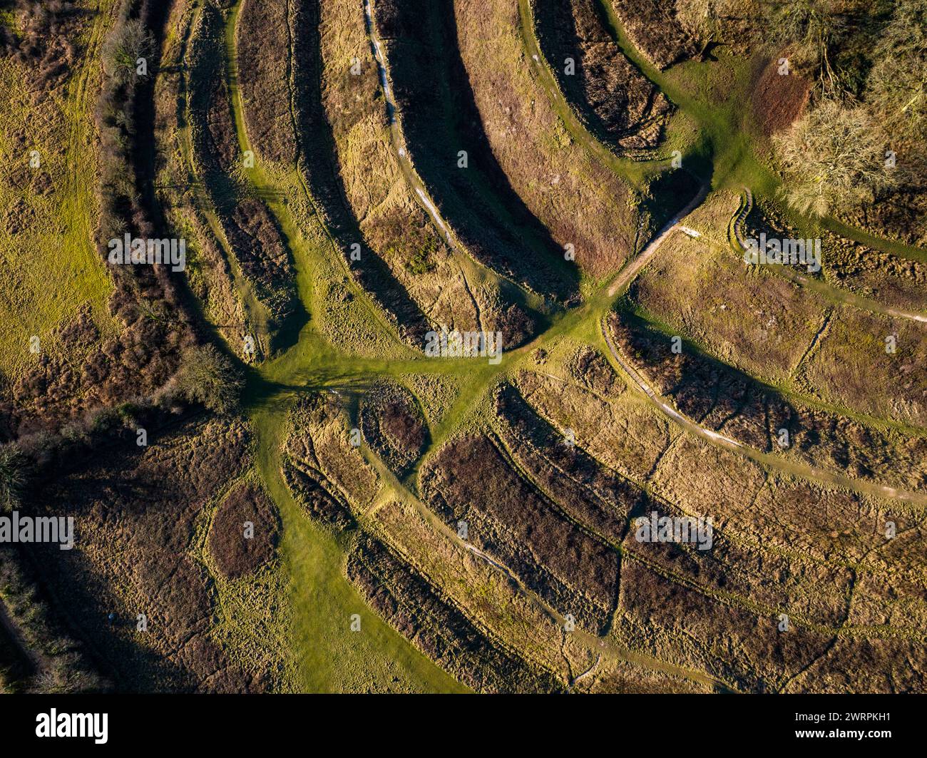 Aerial view of Badbury Rings hill fort, Dorset, UK Stock Photo - Alamy