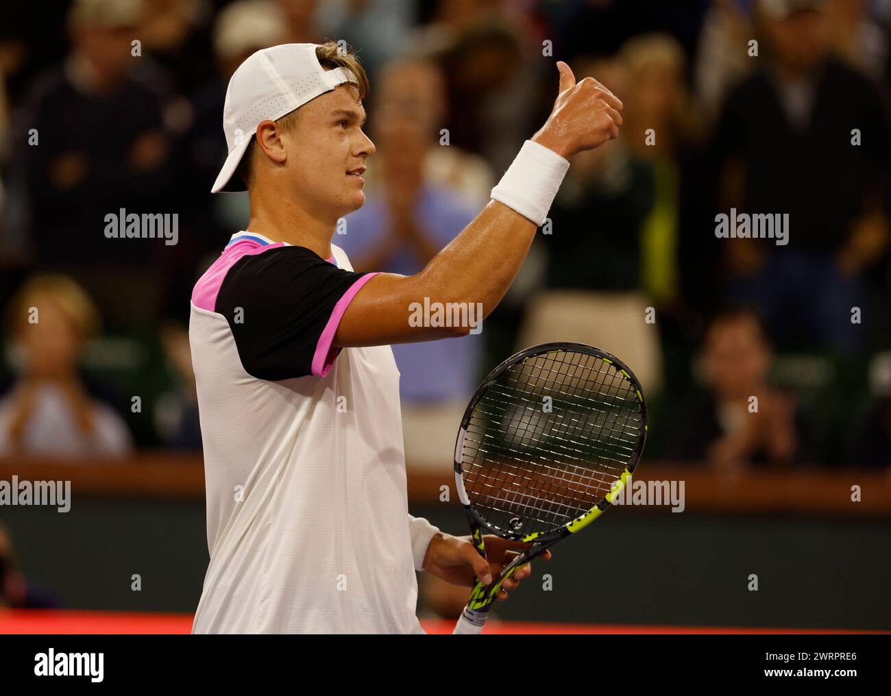 Holger Rune Crying March 13, 2024 Holger Rune of Denmark reacts to winning his match ...