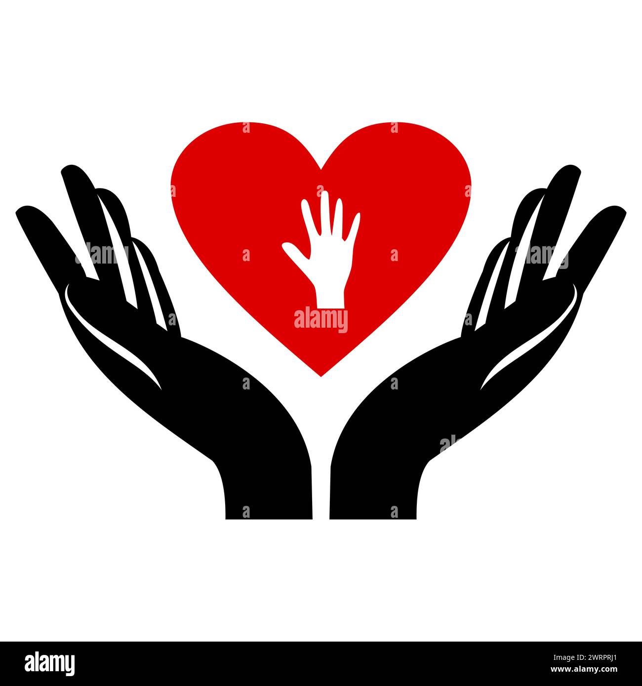 Hands holding heart. Hands up with hearts. Heart in hand. Vector icon ...