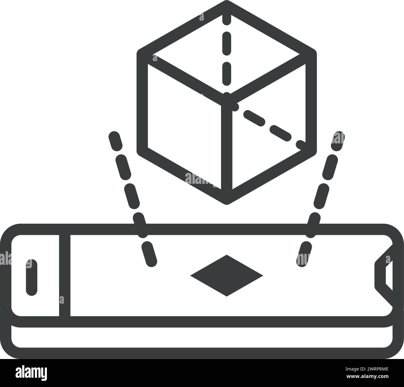virtual reality smartphone with cube Stock Vector