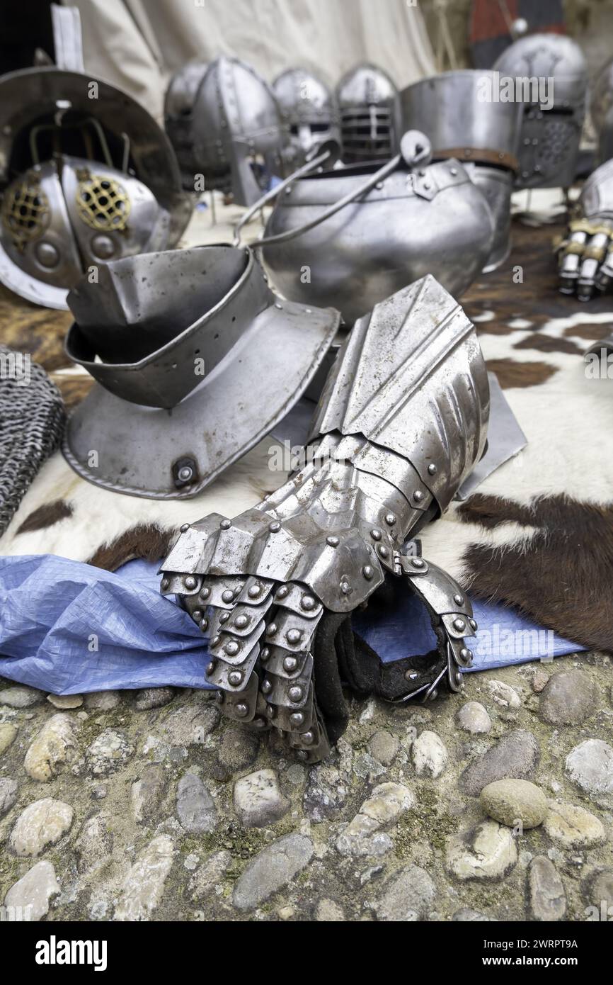 Protection and security detail for medieval knights Stock Photo